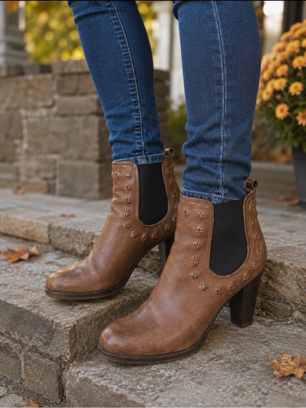 Marc platform brown leather boots size 38
